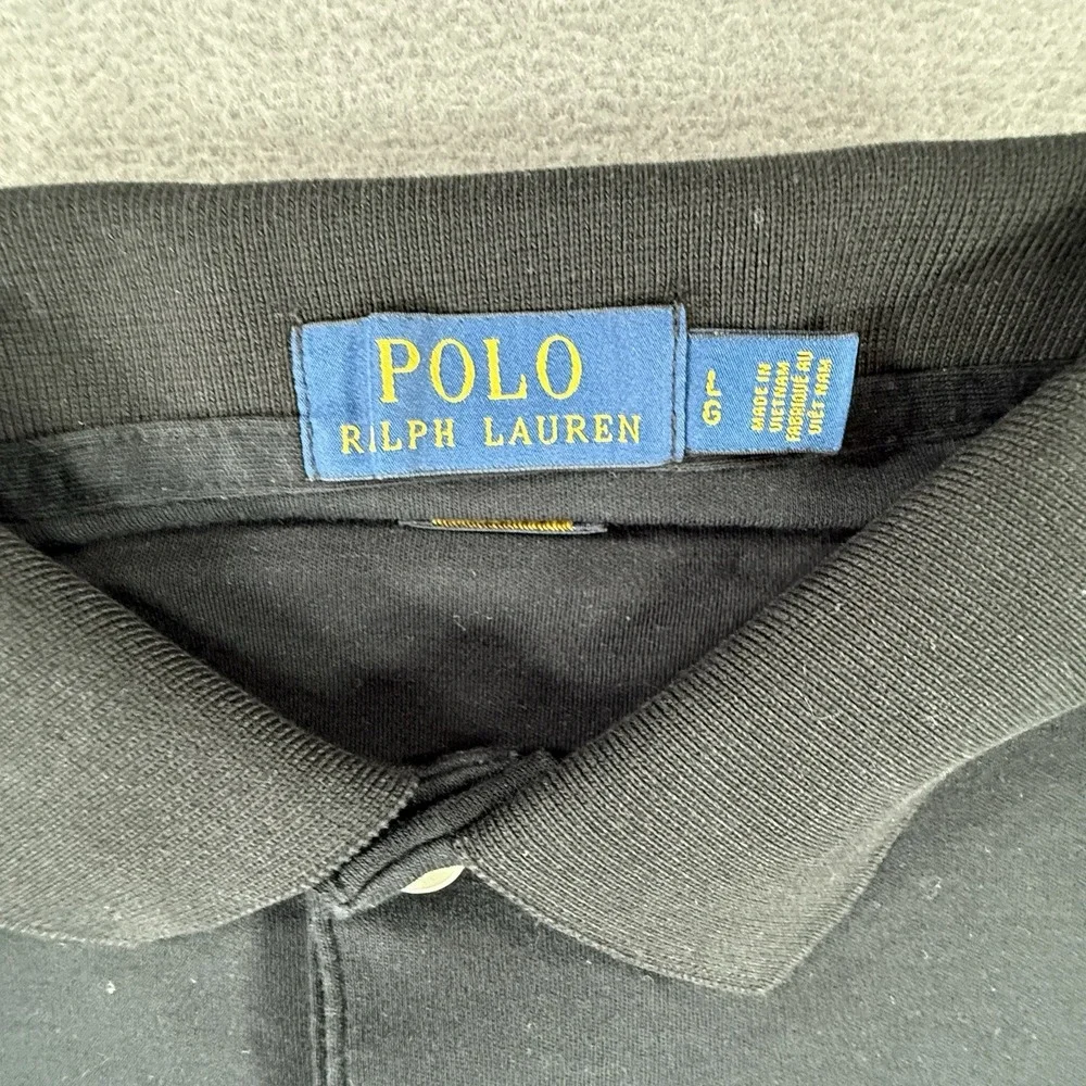 Polo Ralph Lauren Golf Shirt Mens Large Black Classic Fit Tennis Short Sleeve